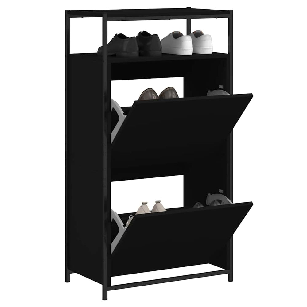 Schuhschrank Schwarz 60x34x112 cm