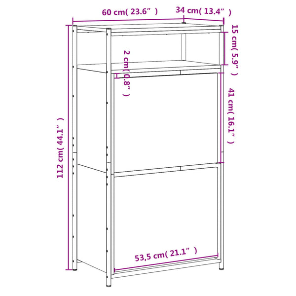 Schuhschrank Räuchereiche 60cm