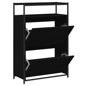 Schuhschrank Schwarz 75x34x112 cm