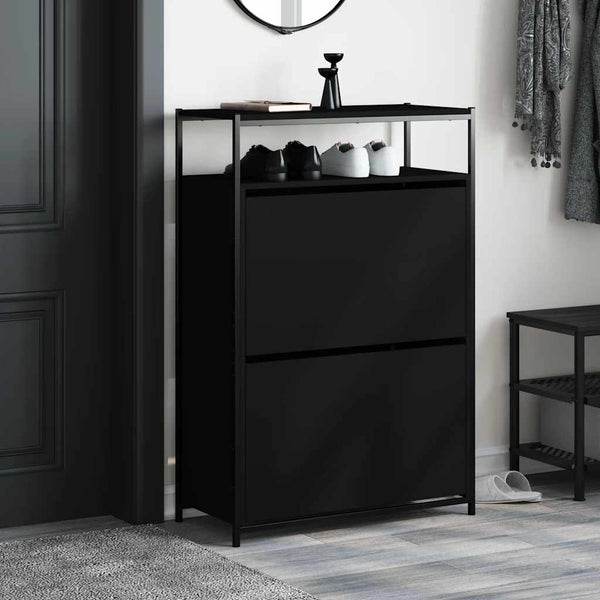 Schuhschrank Schwarz 75x34x112 cm