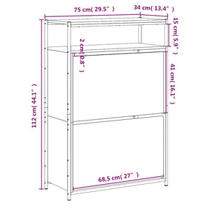 Schuhschrank Schwarz 75x34x112 cm
