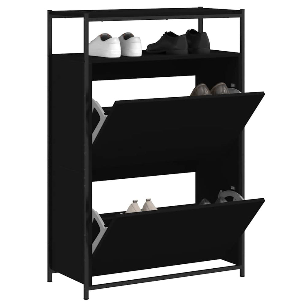 Schuhschrank Schwarz 75x34x112 cm