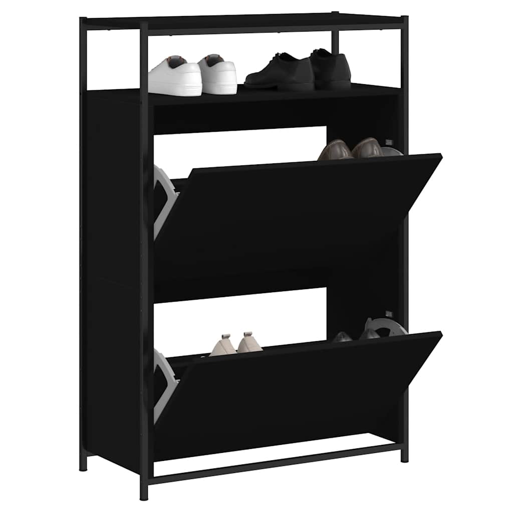 Schuhschrank Schwarz 75x34x112 cm