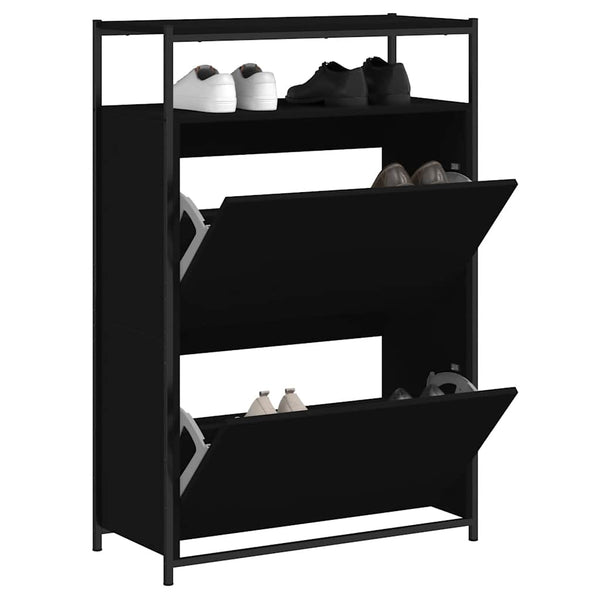 Schuhschrank Schwarz 75x34x112 cm