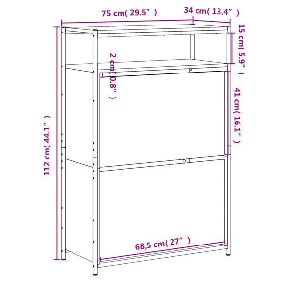 Schuhschrank Sonoma Eiche 75x34x112 cm