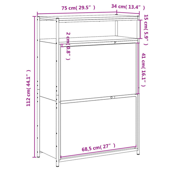 Schuhschrank Räuchereiche 75 cm