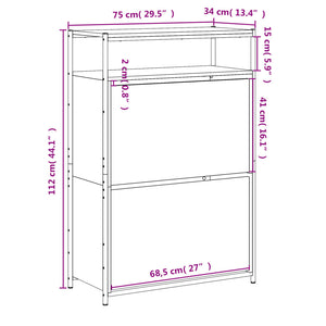 Schuhschrank Grau Sonoma 75x34x112 cm