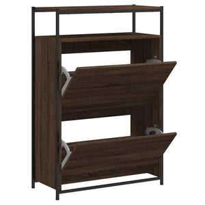 Schuhschrank Braun Eichenoptik 75x34x112 cm