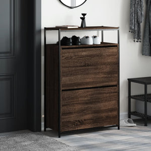 Schuhschrank Braun Eichenoptik 75x34x112 cm