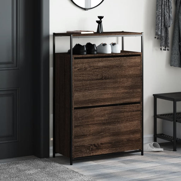 Schuhschrank Braun Eichenoptik 75x34x112 cm