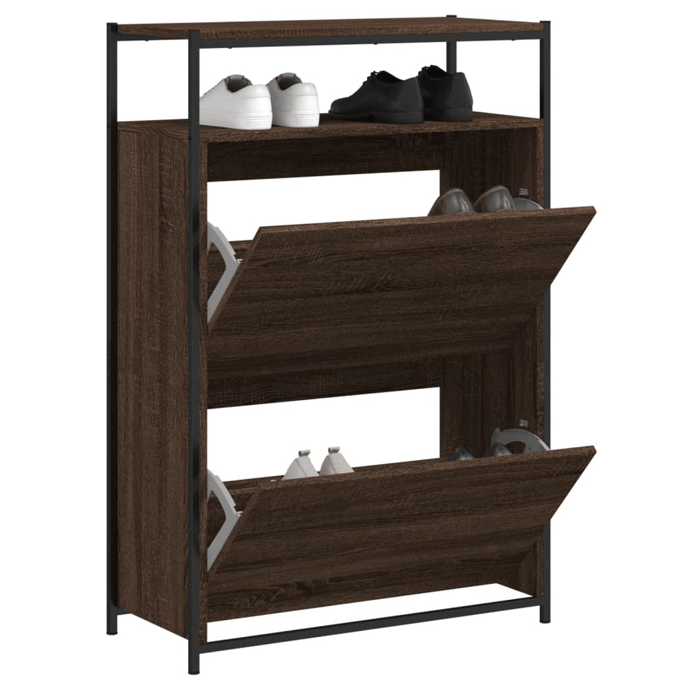 Schuhschrank Braun Eichenoptik 75x34x112 cm
