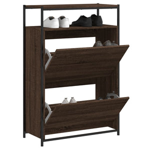 Schuhschrank Braun Eichenoptik 75x34x112 cm