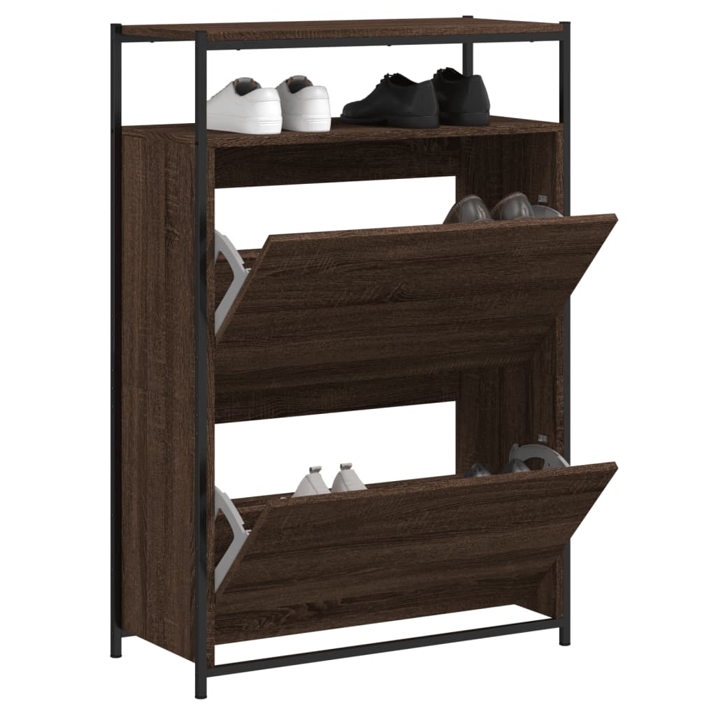 Schuhschrank Braun Eichenoptik 75x34x112 cm