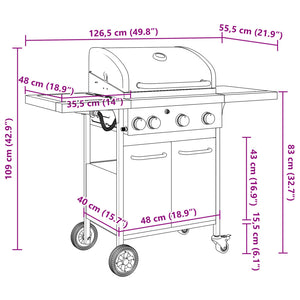 Gasgrill mit 4 Flammen, Schwarz