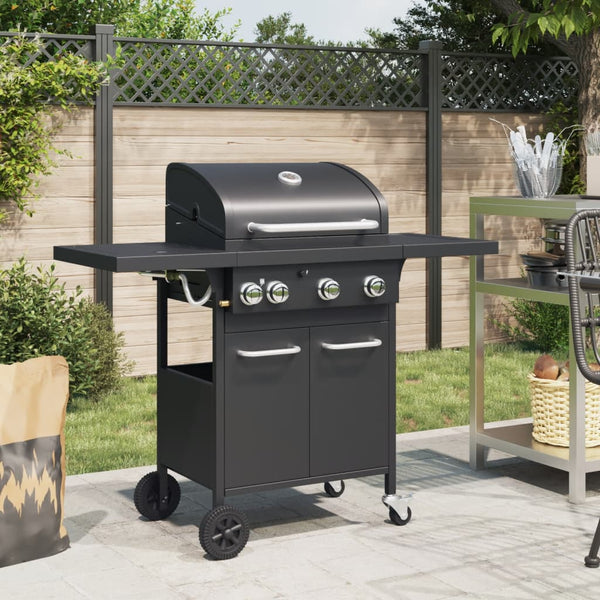 Gasgrill mit 4 Flammen, Schwarz