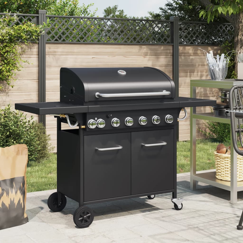 Gasgrill mit 7 Flammen, Schwarz