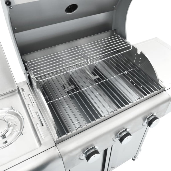 Gasgrill mit 4 Flammen Edelstahl
