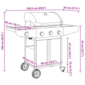 Gasgrill mit 4 Flammen Edelstahl
