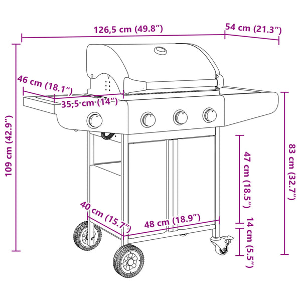 Gasgrill mit 4 Flammen Edelstahl