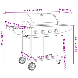 Edelstahl Gasgrill mit 5 Flammen