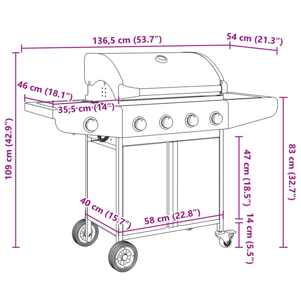 Edelstahl Gasgrill mit 5 Flammen