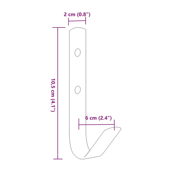 Wandhaken J-Form 12 Stk. Schwarz Stahl