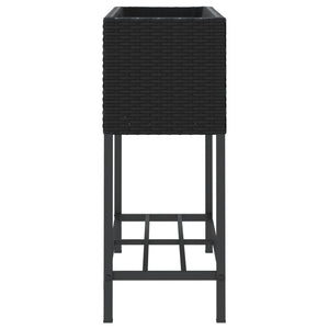 Pflanzkübel Schwarz Poly Rattan mit Ablage