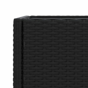 Pflanzkübel Schwarz Poly Rattan mit Ablage