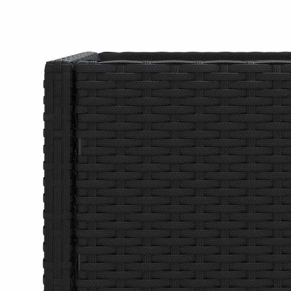 Pflanzkübel Schwarz Poly Rattan mit Ablage