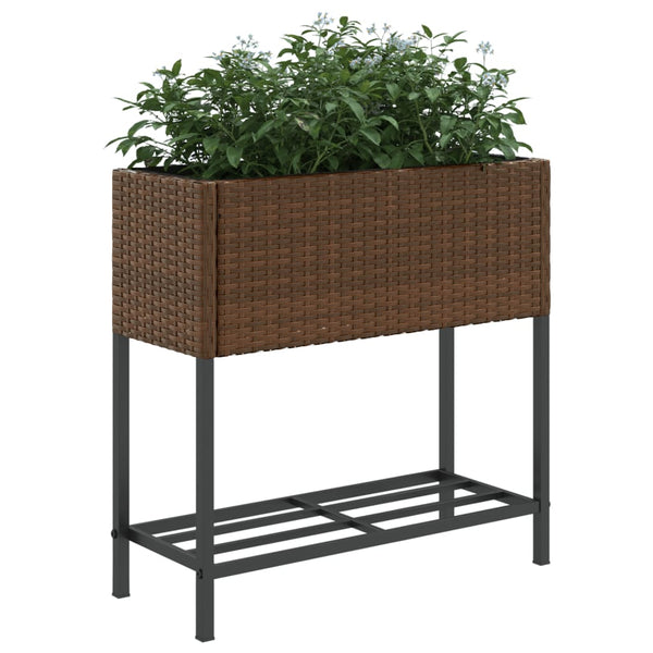 Pflanzkübel Braun Poly Rattan mit Ablage