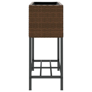 Pflanzkübel Braun Poly Rattan mit Ablage