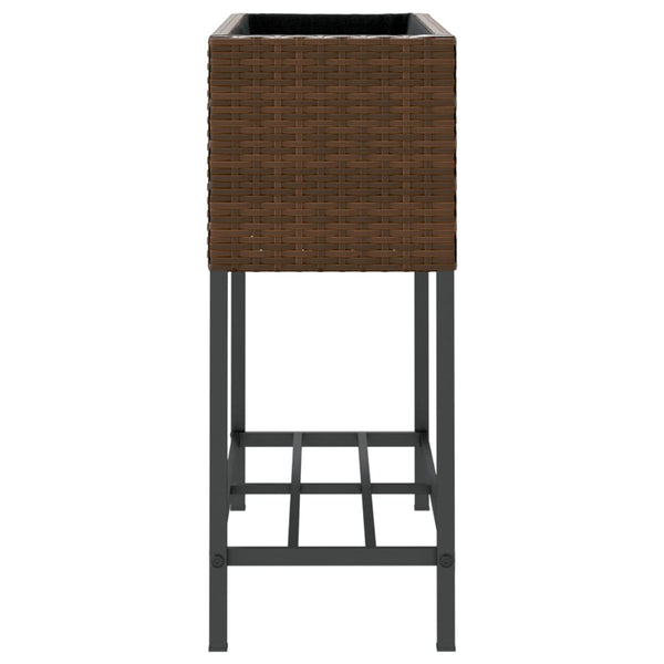 Pflanzkübel Braun Poly Rattan mit Ablage