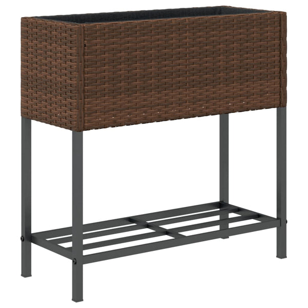 Pflanzkübel Braun Poly Rattan mit Ablage
