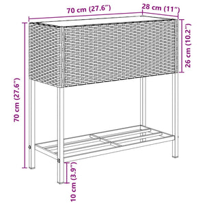 Pflanzkübel Braun Poly Rattan mit Ablage