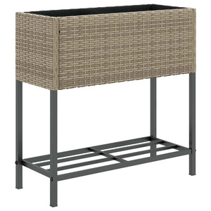 vidaXL Jardinière avec étagère en poly rotin gris