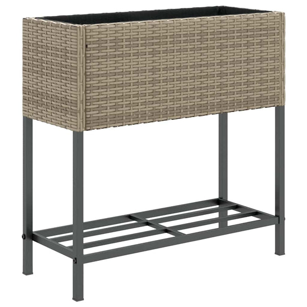 vidaXL Jardinière avec étagère en poly rotin gris