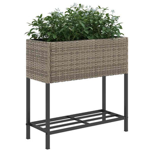 vidaXL Jardinière avec étagère en poly rotin gris