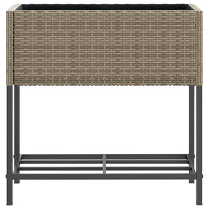 vidaXL Jardinière avec étagère en poly rotin gris