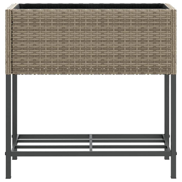 vidaXL Jardinière avec étagère en poly rotin gris