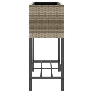 vidaXL Jardinière avec étagère en poly rotin gris