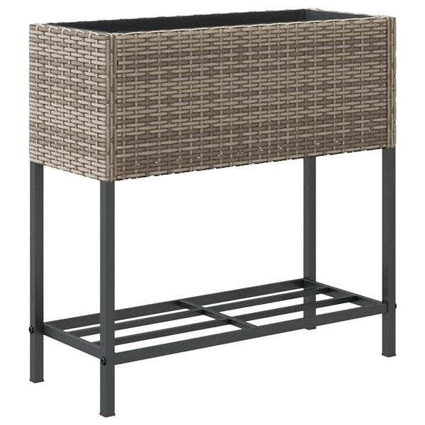 vidaXL Jardinière avec étagère en poly rotin gris