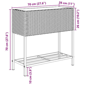 vidaXL Jardinière avec étagère en poly rotin gris