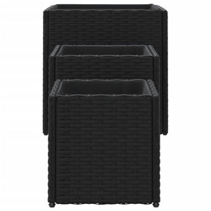 Schwarze Poly Rattan Pflanzkübel - 3er Set