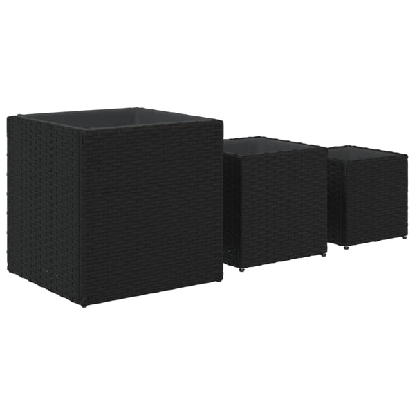 Schwarze Poly Rattan Pflanzkübel - 3er Set