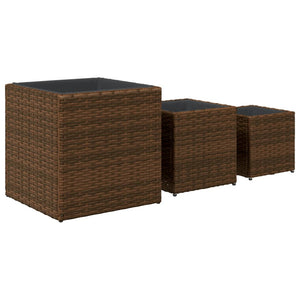 3er Set Pflanzkübel Braun Poly Rattan