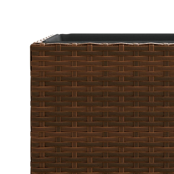 3er Set Pflanzkübel Braun Poly Rattan