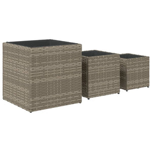 Pflanzkübel Set 3-teilig Grau Poly Rattan