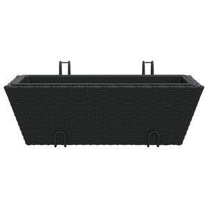 Pflanzkasten mit Haken Schwarz Poly Rattan 2er Set