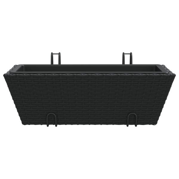 Pflanzkasten mit Haken Schwarz Poly Rattan 2er Set