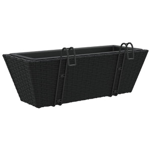 Pflanzkasten mit Haken Schwarz Poly Rattan 2er Set